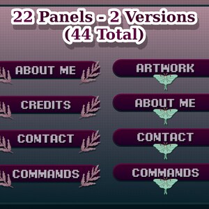 Twitch Panel Bundle - Nature Panels Luna Moth/Mauve Leaves Pixel Art