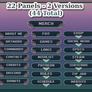 Twitch Panel Bundle - Nature Panels Luna Moth/Mauve Leaves Pixel Art