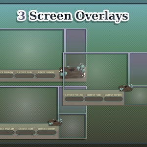 Twitch Overlay Bundle - Turquoise Mushroom Log Overlay Pixel Art