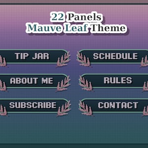 Twitch Panel Bundle - Nature Panels Mauve Leaves Pixel Art