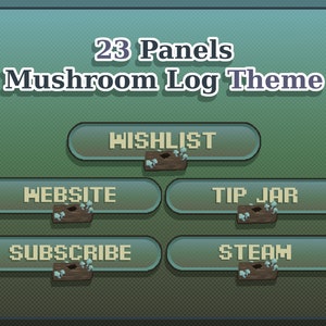 Twitch Panel Bundle - 23 Nature Panels Mushroom Log Pixel Art