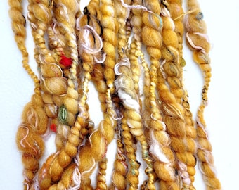 Caramel Toffee Art Yarn: Hand Spun Thick & Thin Coils