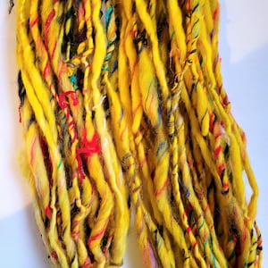 Bright Yellow Single Ply Thick & Thin Yarn Hand Spun Yarn/ Bulky Art Yarn/ Knitting Yarn