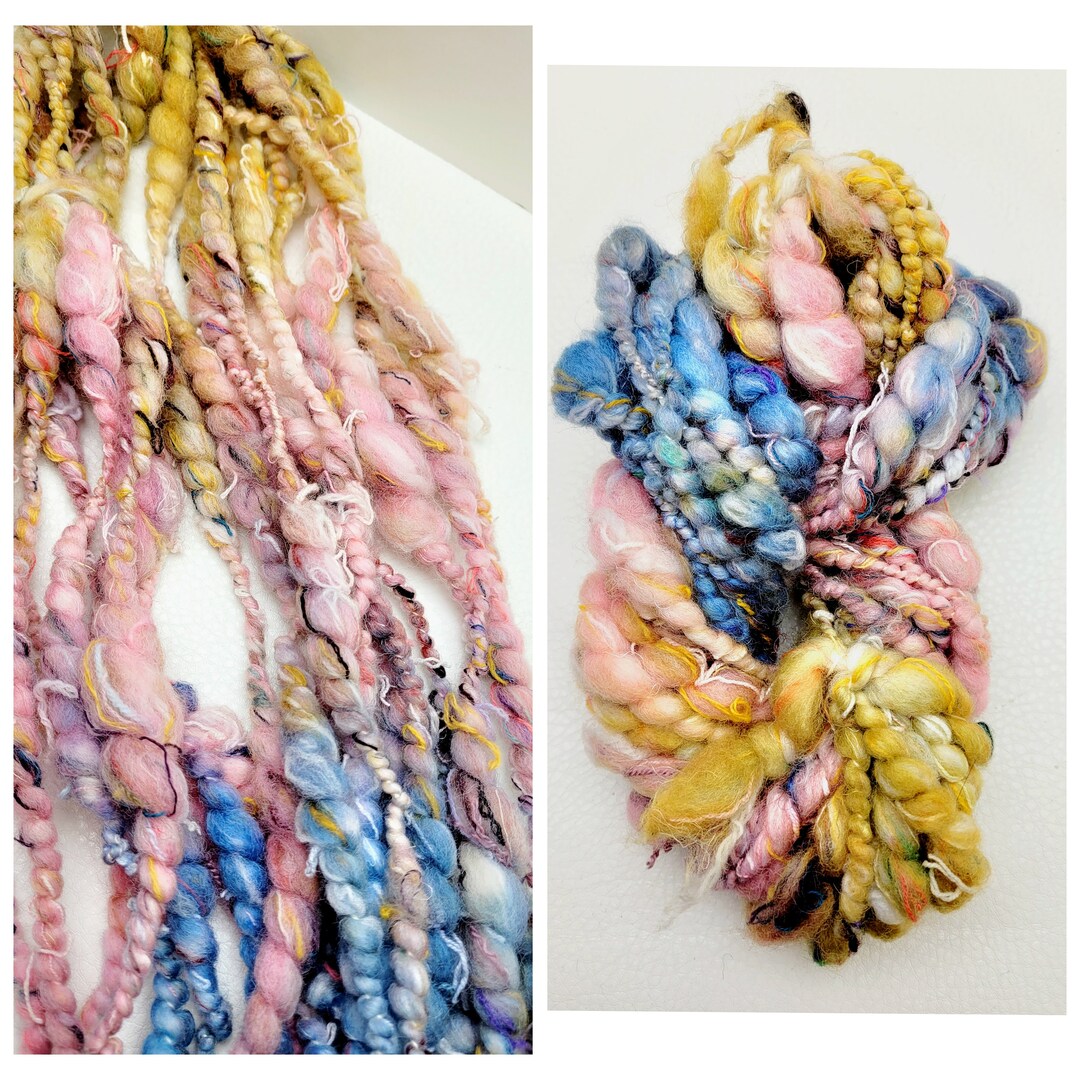 Pastel Art Yarn/ Thick & Thin Yarn/ Hand Spun Yarns/ Slubs/ Coils Etsy