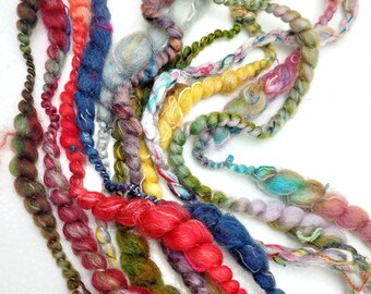 Discount - One Meter Hand Spun Art yarn/ Thick & Thin Yarn/ Hand Spun Yarns/ Slubs/ Coils