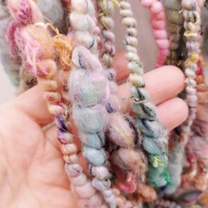 Gray Thick & Thin Yarn/ Hand Spun Art Yarn/ Slubs/ Jumbo Coils/ Available by the Meter 1.1 yd image 2