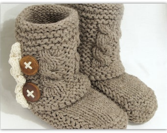 Knit Slipper Pattern: Boho Cable Booties (PDF Pattern)