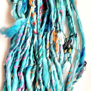 Ocean Blue Hand Spun Art Yarn: Bulky Merino Wool Knitting Yarn