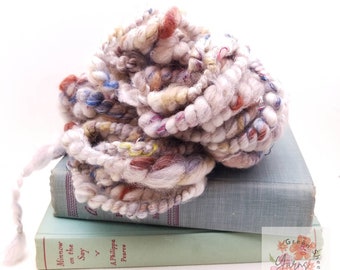 Hand Spun Art Yarn - Chunky Coil Yarn - Weaving and Knitting Yarn - Indie Dyed Merino & Recycled Fibers * Dust bunnies