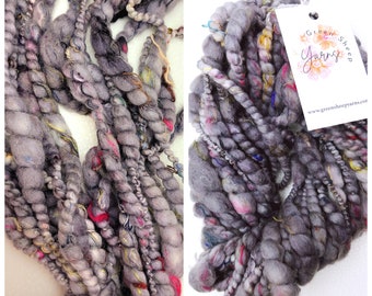 Gray Thick & Thin Yarn/ Hand Spun Art Yarn/ Slubs/ Jumbo Coils/ Available by the Meter (1.1 yd)