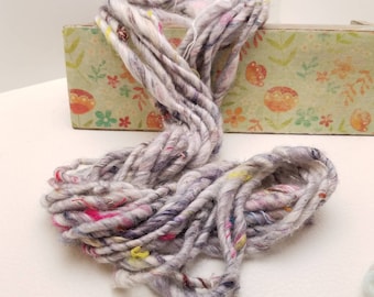 Hand Spun Art Yarn - Chunky Single Spun Yarn - Weaving and Knitting Yarn - Indie Dyed Merino & Recycled Fibers