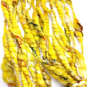 Bright Yellow Art yarn/ Thick & Thin Yarn/ Hand Spun Yarns/ Slubs/ Coils/ Available by the Meter (1.1 yd)