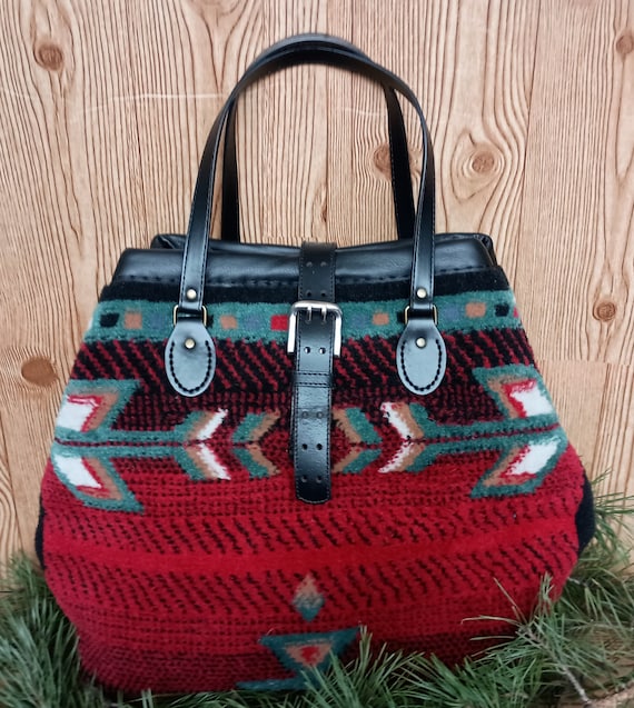 Hand Sewn Carpet Rug Bag Mary Poppins Tote Made Utilizing Repurposed Vintage Materials Perfect Travel Carry On