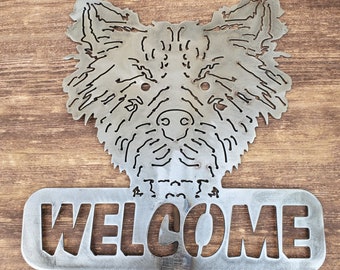 Yorkie  Welcome Sign, Dog Welcome sign, metal yard art