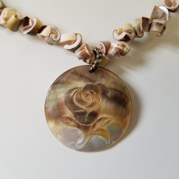 Mother of Pearl Shell Sterling Silver Necklace - image 2