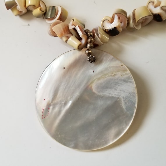 Mother of Pearl Shell Sterling Silver Necklace - image 3