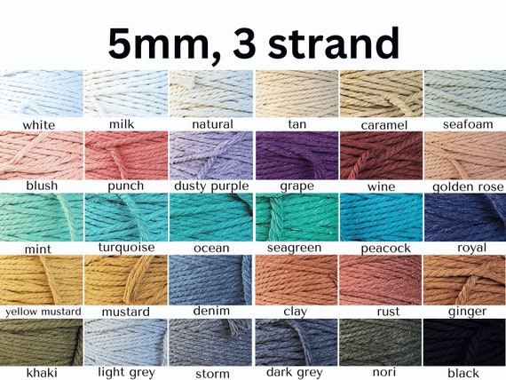 5mm Macrame Cord 1kg, 3 Ply Bulk Coloured Cotton Rope, 3 Strand Twisted  String, Colours Crochet Weaving Supplies, Craft Supply, Diy Yarn -   Canada