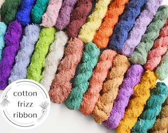 cotton frizz ribbons, 35m recycled fuzzy edge fibre, shaggy weaving macramé, diy fibre art supplies