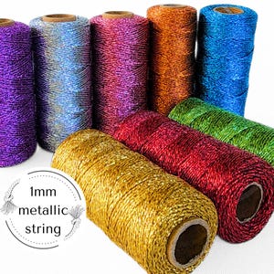 1mm Metallic Cotton Cord: Shimmer Sparkle Yarn, Jewelry Making