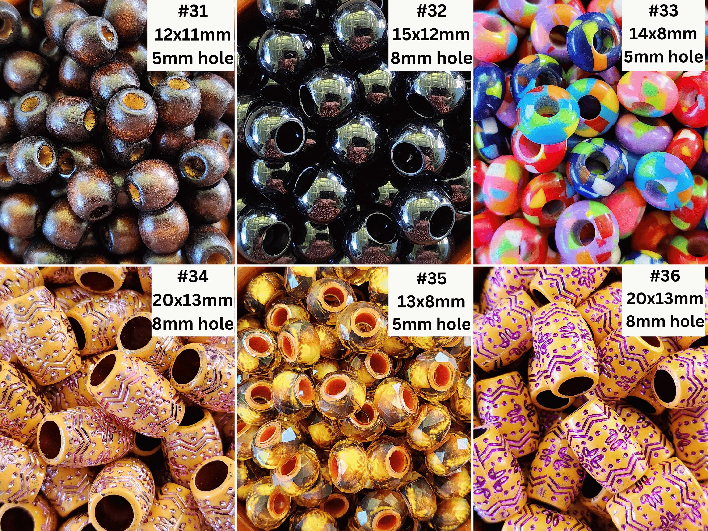 200 Multicolor Naturals Brown, Dark Brown, Black, Ivory Macrame Wood Beads 17mm with 7mm Large Hole