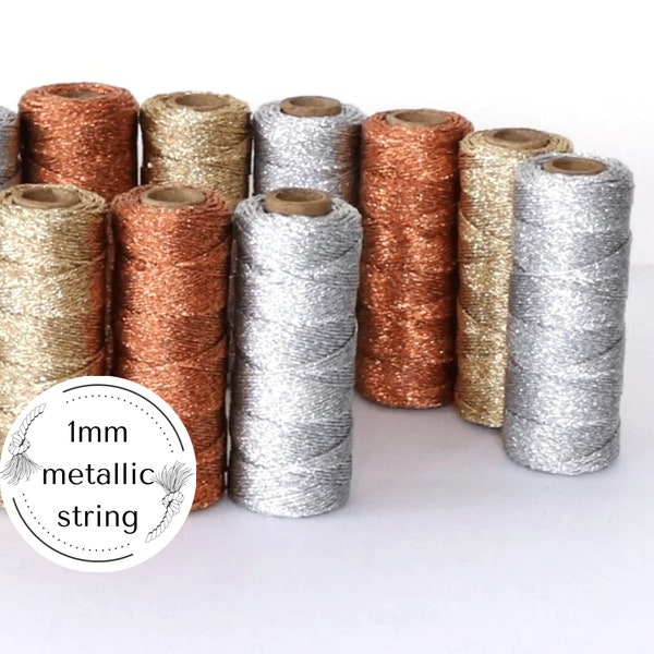 1mm metallic string, gold silver copper, shimmer sparkle yarn, warp thread