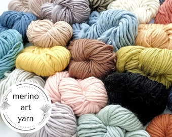 merino art yarn, 100g chunky coloured wool, superfine art roving, bulky knitting crochet weaving