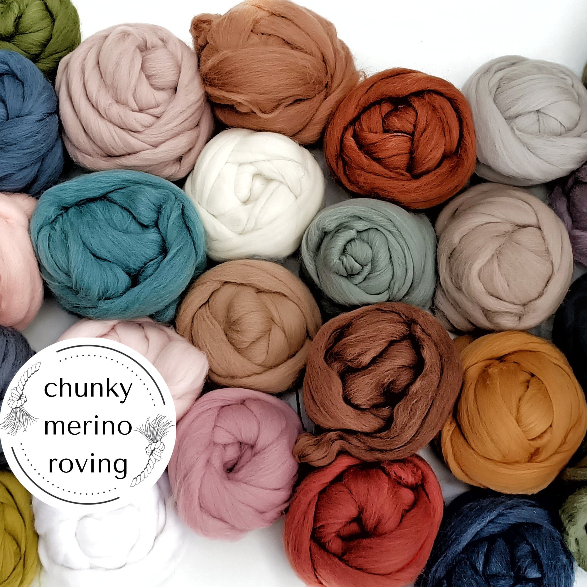 Revolution Fibers Merino Wool Roving 1 lb (16 ounces) for Spinning | Soft Chunky Jumbo Yarn for Arm Knitting Blanket |100% Natural Undyed (Off-White)