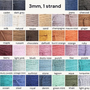 3mm Single Strand Macrame Cord 1 Ply Twisted Coloured Cotton String for ...