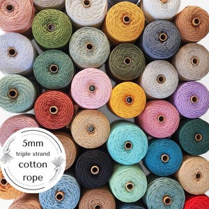 5mm Macrame Cord: 150m Recycled Cotton Twisted Rope for DIY Hangings