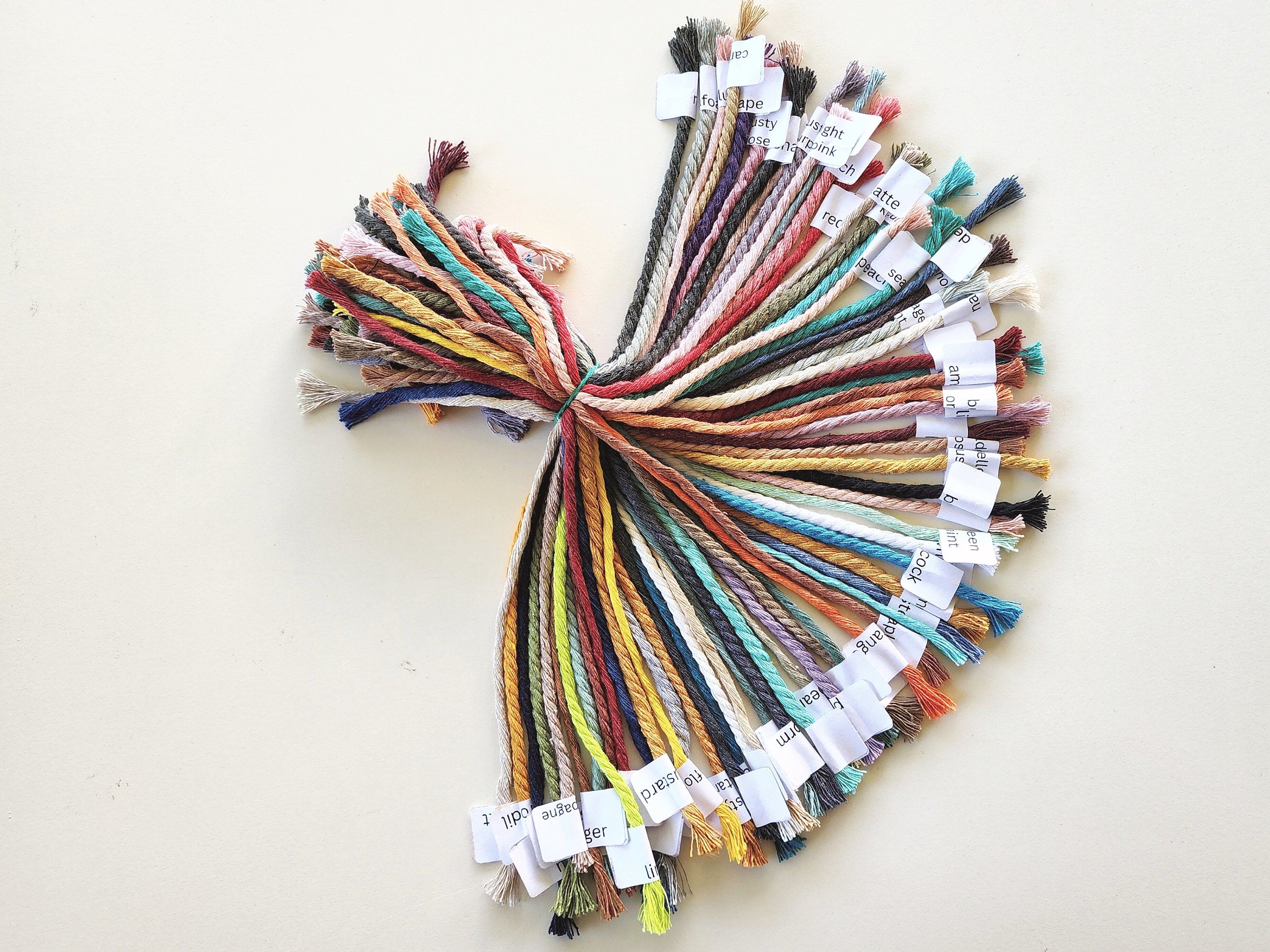 Cord Samples for Macrame. Coloured Yarn Chart. Rope Examples - Etsy