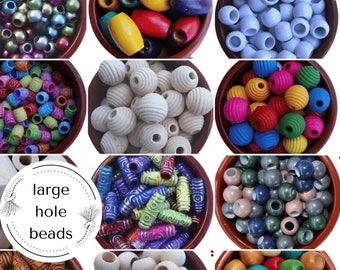 Large Hole Beads for Macrame, Dreadlocks, Weaving, Chunky