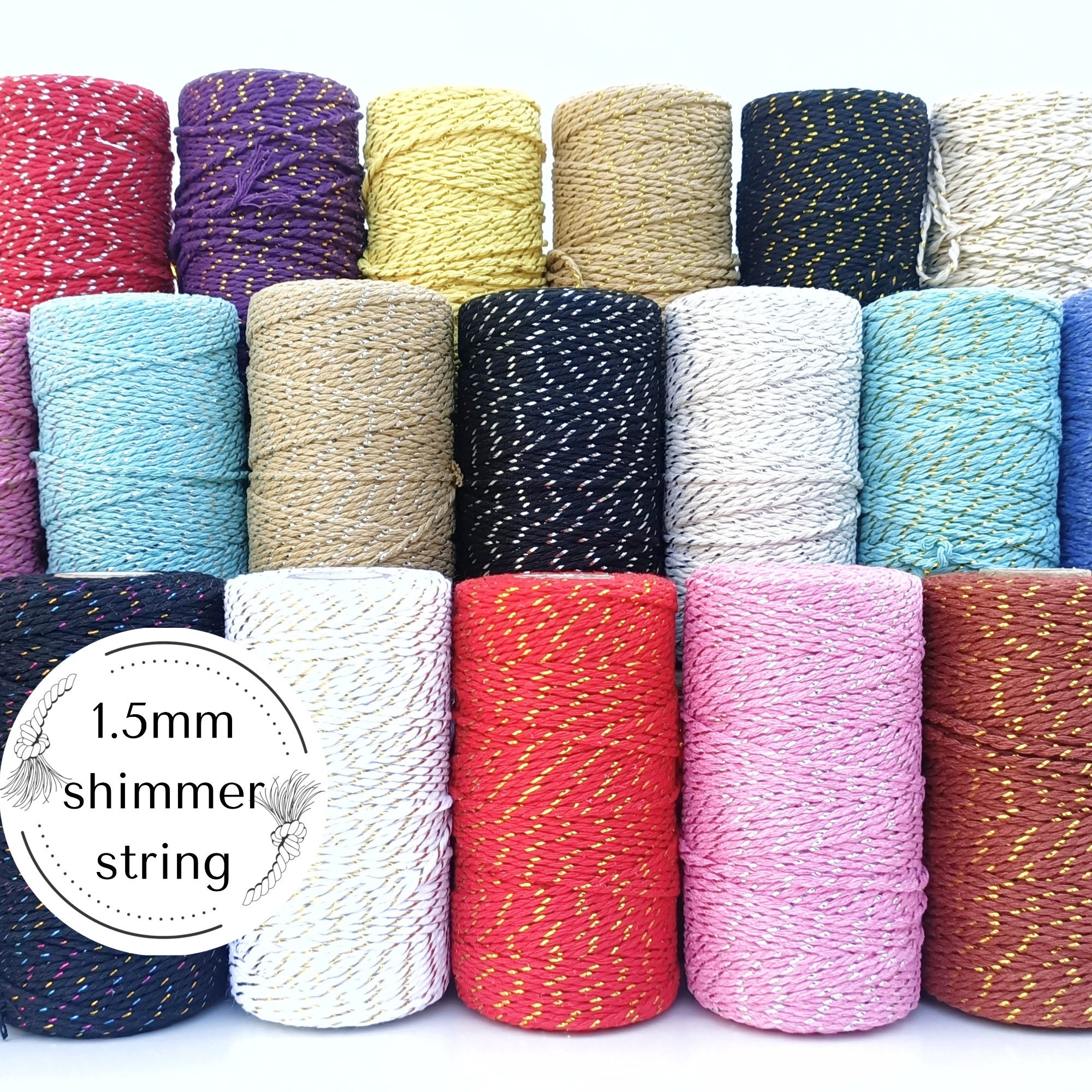 Mandala Crafts Metallic Cord Tinsel String Rope for Ornament Hanging, Decorating, Gift Wrapping, Crafting - Gold / Non Elastic 2mm 100 Yards