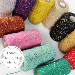 1.5mm shimmer warp string, metallic colours for Weaving and Textile Art