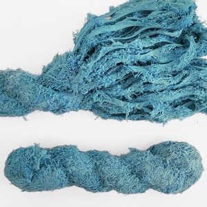 Cinta de algodón azul de 35 metros con efecto frizz, fibra con borde encrespado, tejido peludo para macramé, suministros para manualidades deshilachados