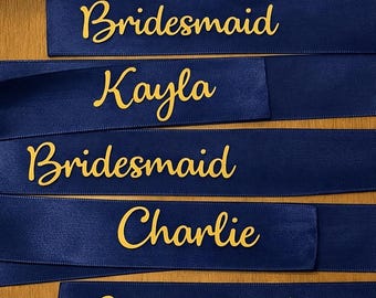 Cinta de satén personalizada / Decoración de lugar de boda / Cinta para copa de champán / Etiquetas para nombres de mesa de boda / Cinta con nombre de invitado / 1-150 Eventos