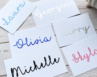 1,3,5,10 Personalised Name Sticker Decal Word Label Vinyl Decal Glass School Water Bottle Box Custom Names & Words Christmas Bauble Font D