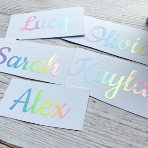 Calcomanía de vinilo personalizada para nombre, pegatina para botella de niño, fiambrera, etiqueta escolar, Pastel arcoíris, pegatinas personalizadas, cajas de juguetes, etiquetado B4