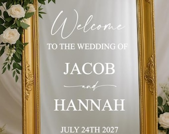 Personalised “Welcome to Our Wedding” Mirror Decal | Custom Vinyl Sign Sticker | Elegant Reception & Ceremony Decor [MT1]
