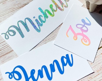 Gepersonaliseerde vinylnaamsticker | Aangepaste naamsticker | Glazen • Flessen • Geschenkdozen • Ballonnen • Bruidsmeisje • Trouwlabel