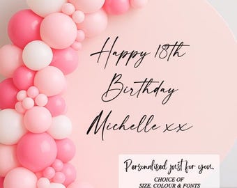 Gepersonaliseerde vinylsticker rond bord | Aangepaste naamsticker voor acrylborden | Verjaardag bruiloft babyshower achtergronddecor [F2]