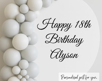 Personalised Round Board Vinyl Decal | Custom Name Sticker for Acrylic Signs | Birthday Wedding Baby Shower Backdrop Decor [F6]