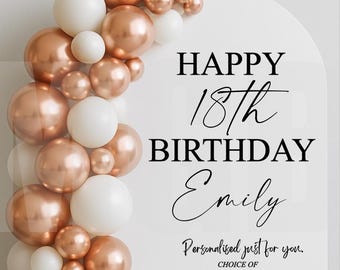 Adesivo de vinil personalizado para festa de aniversário com balões e fundo de prancha de vela [F25]