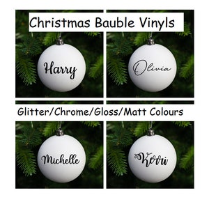 1,3,5,10,50 or 100 Bauble Name Label Sticker Decal Christmas Xmas BULK DEAL Event Christmas ~ Glitter ~ Chrome ~ Gloss ~ Matt