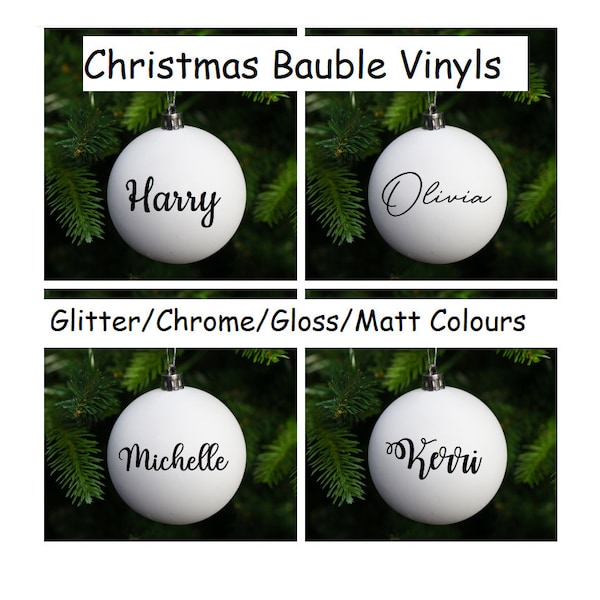 1,3,5,10,50 or 100 Bauble Name Label Sticker Decal Christmas Xmas BULK DEAL Event Christmas ~ Glitter ~ Chrome ~ Gloss ~ Matt