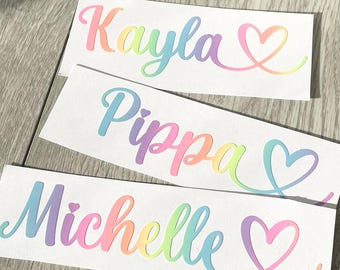 1,3,5,10 Personalised Name RAINBOW  Sticker Decal Word Label Vinyl Decal Glass School Water Bottle Box Custom Names & Words F3