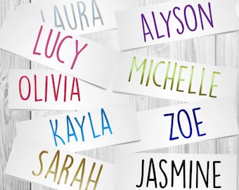 1,3,5,10 Personalised Name Sticker Decal Word Label Vinyl Decal Glass School Water Bottle Box Custom Names & Words Christmas Bauble Font FM