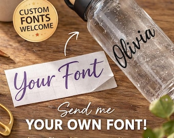 YOUR FONT Personalised Name Word Sticker Decal Label Vinyl Decal Custom Made Business Weddings Events