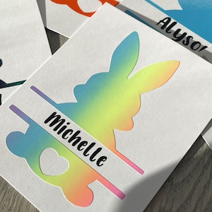 1 calcomanía de Pascua con nombre personalizado: calcomanía de vinilo de 4, 6 y 8 pulgadas de alto