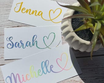 Personalised Vinyl Name Decal | Custom Name Sticker | Glasses • Bottles • Gift Boxes • Balloons • Bridesmaid • Wedding Label  • Heart  •