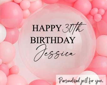Personalised Bobo & Foil Balloon Name Decal | Custom Vinyl Sticker for Balloons | Birthday Wedding Baby Shower Decoration [F11]